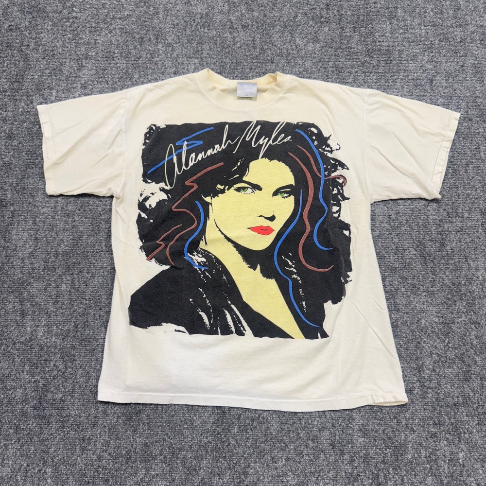 VTG Alannah Myles T-Shirt Men's XL Tour Shirt Brockum Single Stitch Stained 80s
